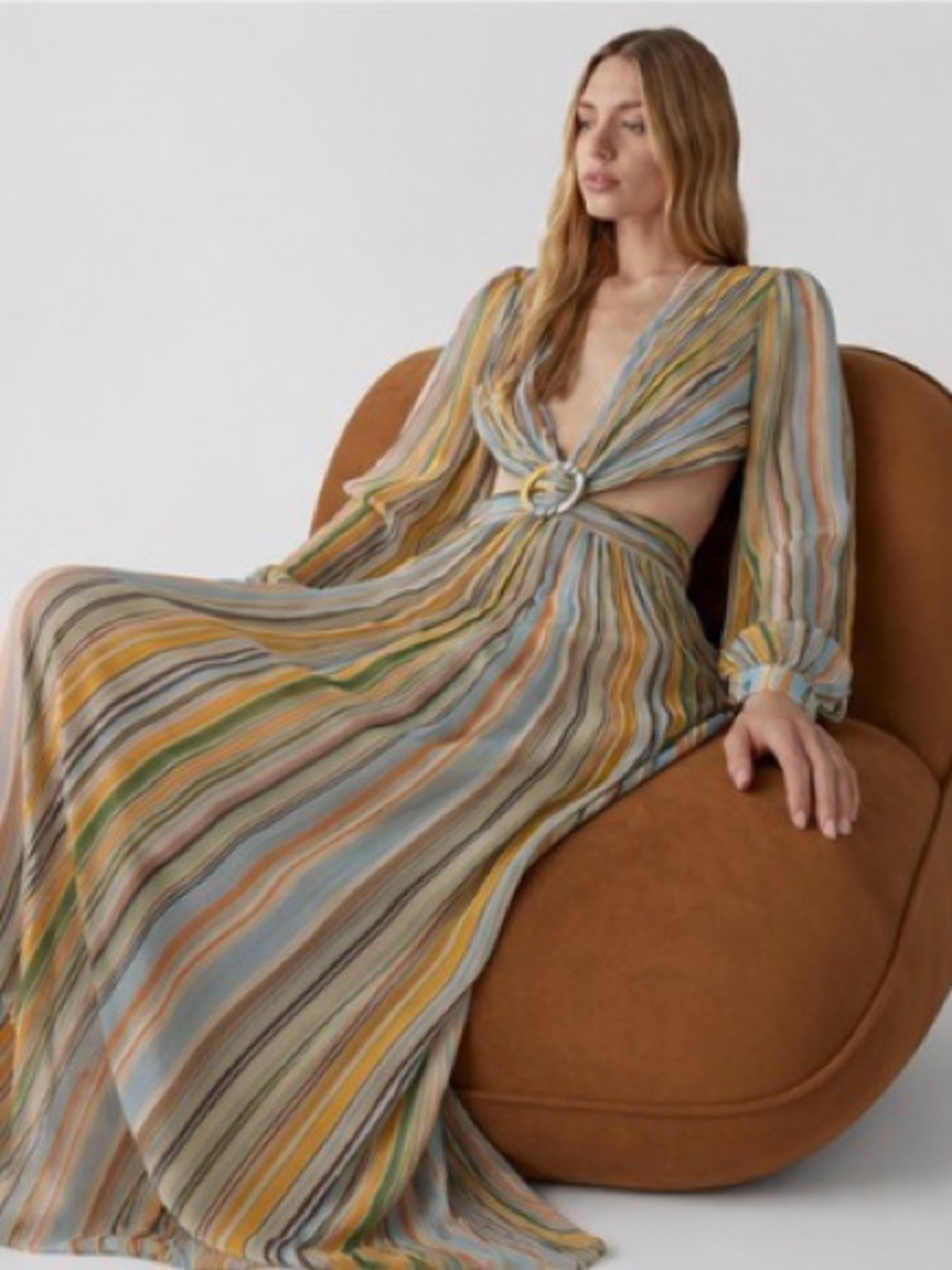 Hannah Artwear Rio Maxi Dress NWT Open Back Cutout Silk Blend event Gown 0